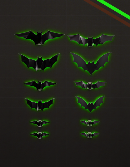 All 12 bats, green glow mode