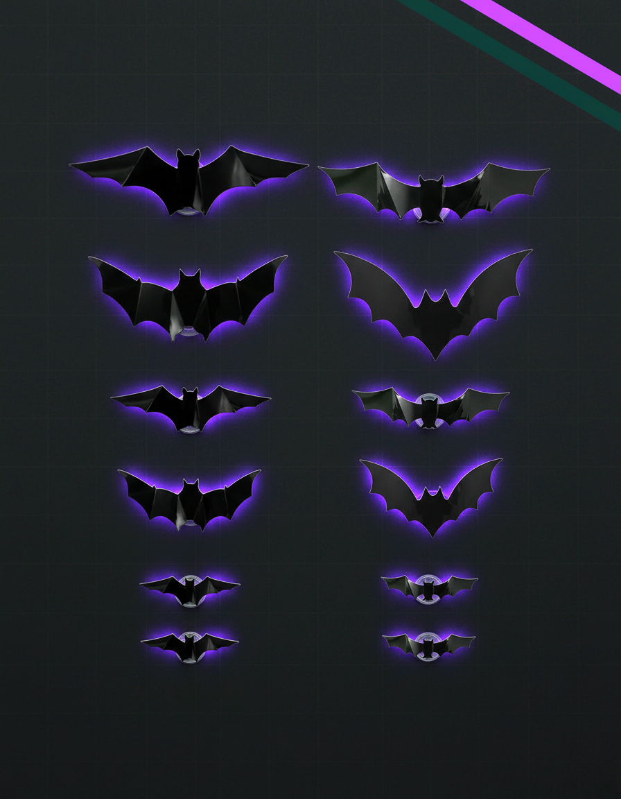 All 12 bats, violet glow mode