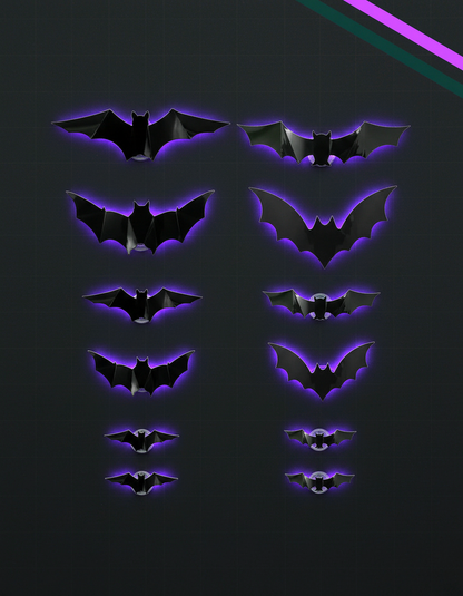 All 12 bats, violet glow mode